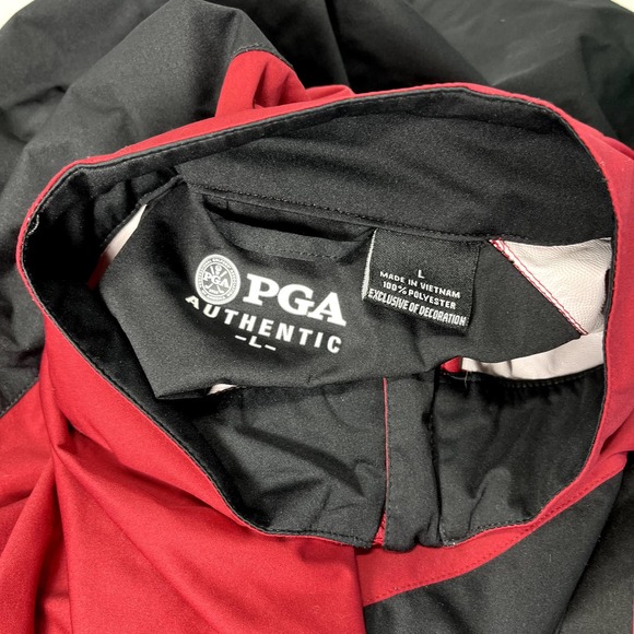 PGA Authentic Golf Red + Black Quarter Zip‎ Windbreaker Large - Picture 4 of 7